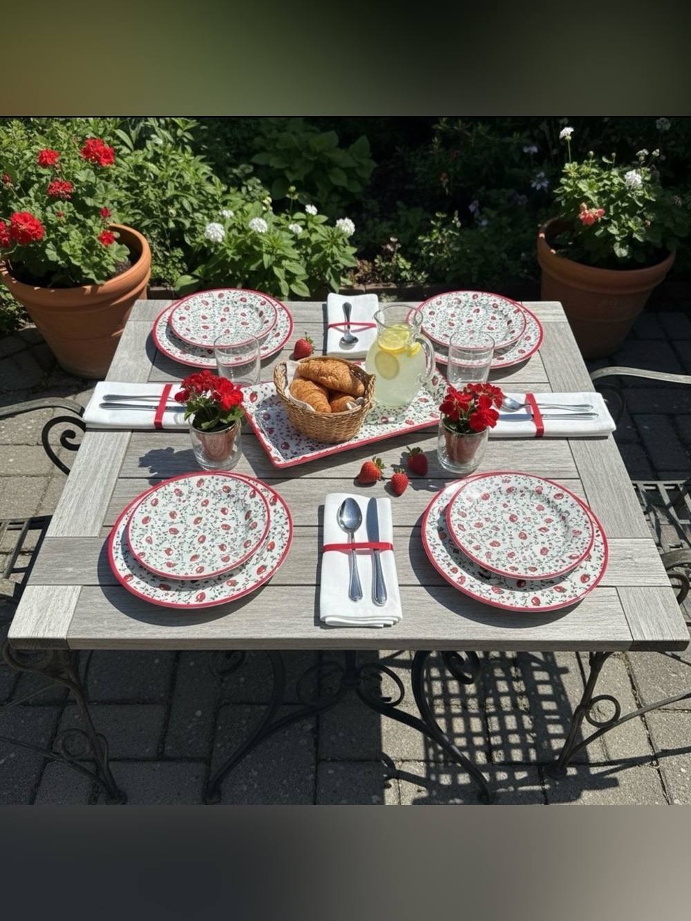 Sur La Table Wild Strawberry Melamine Plates Set of 8 Dinner Salad Cottagecore